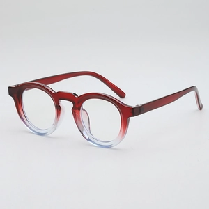 Vintage round gradient red and transparent eyeglasses frame for a stylish look