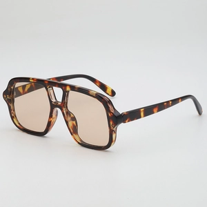 Classic tortoise shell double bridge aviator sunglasses with brown ocean lenses