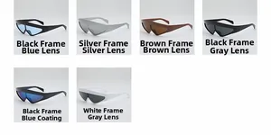 Grille détaillée de lunettes de soleil Y2K futuristes avec diverses couleurs de verres
