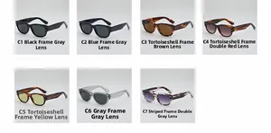 Detailed grid of retro small frame sunglasses showing various lens and frame colors