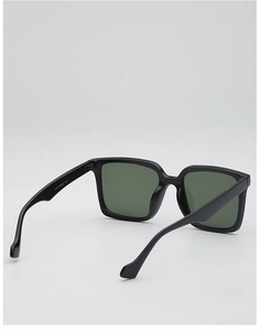 Detail view of black square sunglasses showing frame model 5775 and size parameters