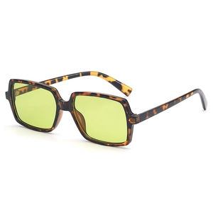 Classic tortoise shell square sunglasses with translucent light green lenses for fashion