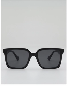 Front view of large square black sunglasses with classic oversized frames for fashion