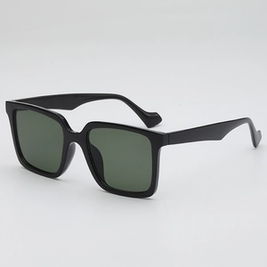 Classic oversized square sunglasses with black frame and dark green lenses for outdoor use