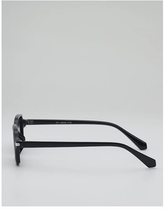 Detail view of smooth black frame temples with model number 5771 50-20-143 engraving