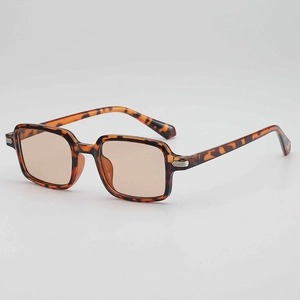 Retro tortoise shell square sunglasses with ocean tinted lenses in a 45-degree angle view