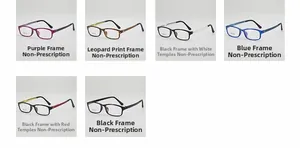 Detailed grid of vintage square TR90 frames in multiple colors and patterns for eyewear