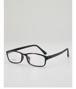 Detailed macro view of lightweight TR90 square frame glasses showing temple model TR90-1152