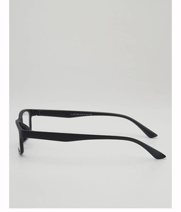 Detail view of matte black TR90 eyewear arm showing the model specs and size code
