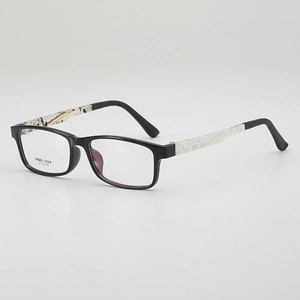 Vintage rectangle TR90 glasses frame with black artistic splash pattern temples
