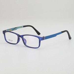Retro TR90 full-frame blue light blocking glasses in transparent blue finish