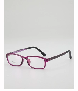 Detail view of purple TR90 square frame glasses with model TR90-1152 specifications