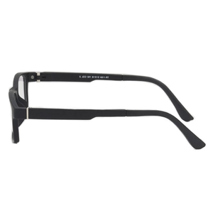 Classic black TR90 matte eyewear frame featuring silver metal hinges and streamlined design