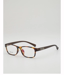 Detail view of TR90 square tortoiseshell frame with gold accents and model number