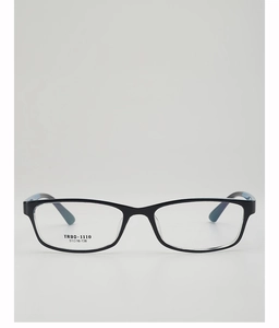 Detail view of TR90 lightweight glasses frame showing size specs and black blue design