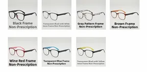 Selection of seven trendy round frame eyeglasses in various colors and acetate finishes