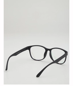 Close-up of black matte round TR frames showing temple hinge details and model engravings