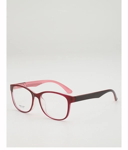 Detail of red TR90 full-rim frame with stylish black and pink bicolor temples