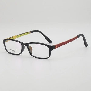 Lightweight TR90 square eyeglass frames with unique colorful contrasting temples