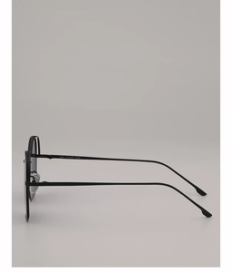 Side view of sleek black metal sunglasses frame showing the slim temple with 5033 engraving