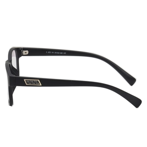 Retro square black TR90 eyewear frames for men and women featuring gold temple accents