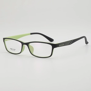 Ultralight TR90 square vintage eyewear frames in matte black and green finish