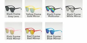 Collage de lunettes de soleil rétro demi-cerclées pour enfants en sept couleurs vives