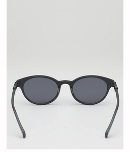 Detailed back view of sleek black full-frame sunglasses showing folding hinge design