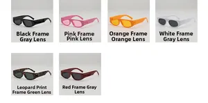 Six paires de lunettes de soleil vintage carrées en diverses couleurs bonbon et motifs