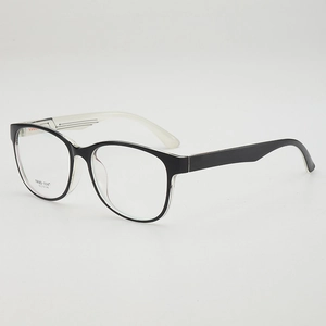 Classic black TR90 round frame glasses for men and women with lightweight transparent temples
