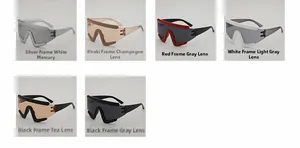 Detailed grid display of various color options for large frame cycling sunglasses