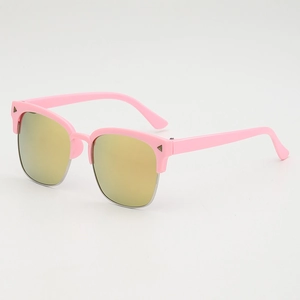 Lunettes De Soleil Enfants Protection UV400 Monture PC Verres AC Métal Demi Cerclée Miroir Coloré Carré Rétro Garçons Filles