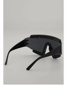 Detail view of large frame cycling sunglasses showing inner frame structure and temple markings
