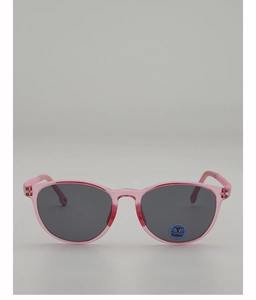 Détail de lunettes de soleil roses transparentes avec verres ronds pour enfants