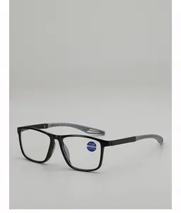 Detail of +1.50 anti-blue light reading glasses with square frame and anti-slip temples