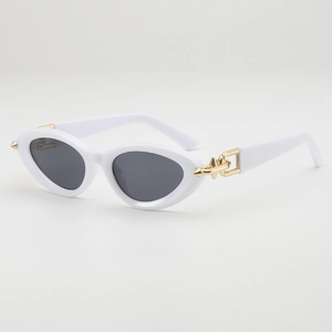 Retro Cat Eye Sunglasses UV400 Protection PC Frame AC Lens Metal Chain Spike Decoration Punk Y2K Style