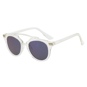Kids trendy pilot sunglasses with transparent frames and blue lenses for UV protection