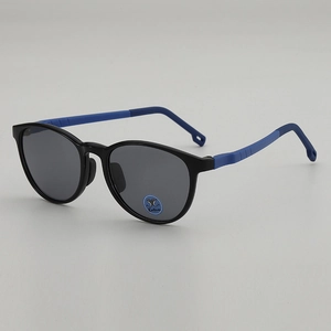 Lunettes de soleil vintage enfant noires et bleu roi avec verres gris anti-UV