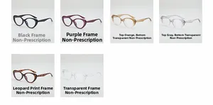 Collection de montures de lunettes œil de chat en six coloris dont écaille et transparent