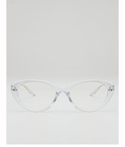 Vue de face de lunettes papillon transparentes avec rivets décoratifs à trois points