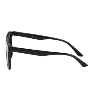 Classic square frame black sunglasses with sleek glossy finish for UV protection