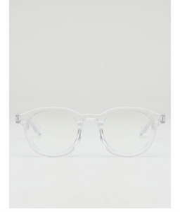 Detailed macro view of crystal clear transparent round frames with smooth polished finish