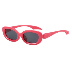 Retro pink oval frame sunglasses with dark grey lenses for Y2K trendy style
