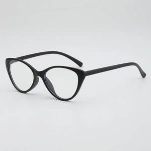 Classic black cat-eye glasses frame with transparent lenses in a sleek full-rim design