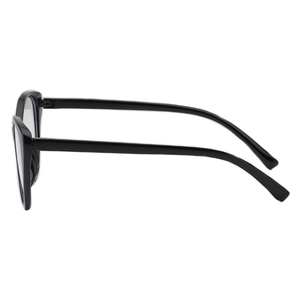 Classic black cat-eye glasses frame with sleek straight temples in a side profile view