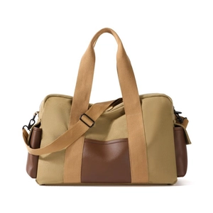 Sac À Main En Toile Et Cuir PU Rétro Grande Capacité Sac À Épaule Bandoulière Voyage Fitness Gym Week-end Unisexe