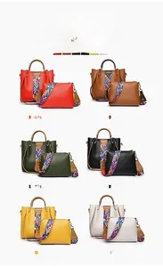Detailed view of the dual PU bag set with colorful geometric woven straps in six colors