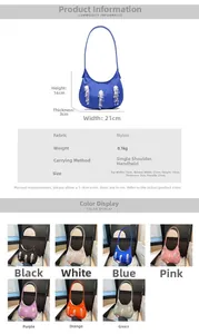 Specifiche dettagliate sulle dimensioni e tabella colori per borsa a tracolla in nylon