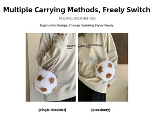 Dual style plush ball bag with animal print pattern and gold chain strap