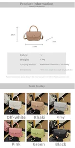 Detail view of small PU crossbody bag showing dimensions and pleated texture details